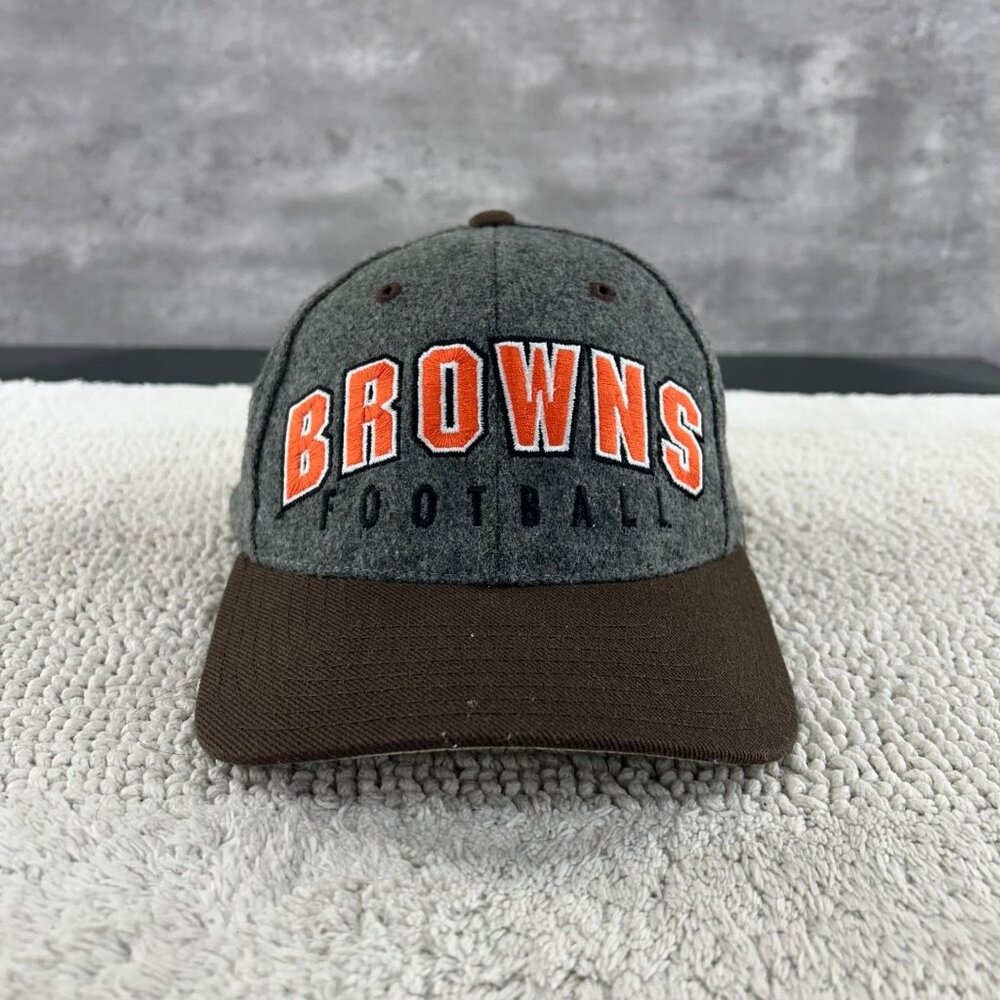 VINTAGE CLEVELAND BROWNS‎ STRAP BACK HAT OSFA HEATHER TWO TONE WOOL ANNCO